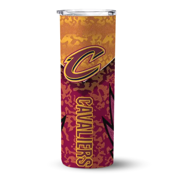 customized cleveland cavaliers spiral burst print wine skinny tumbler best selling 1.webp