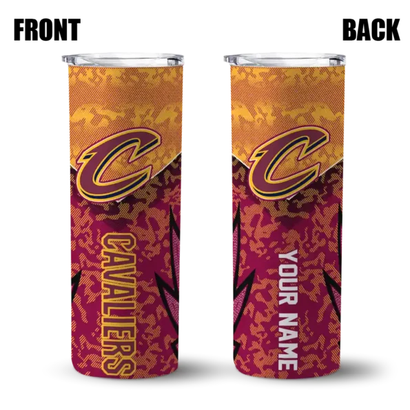 customized cleveland cavaliers spiral burst print wine skinny tumbler fashion forward.webp