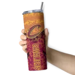 customized cleveland cavaliers spiral burst print wine skinny tumbler best selling 1.webp