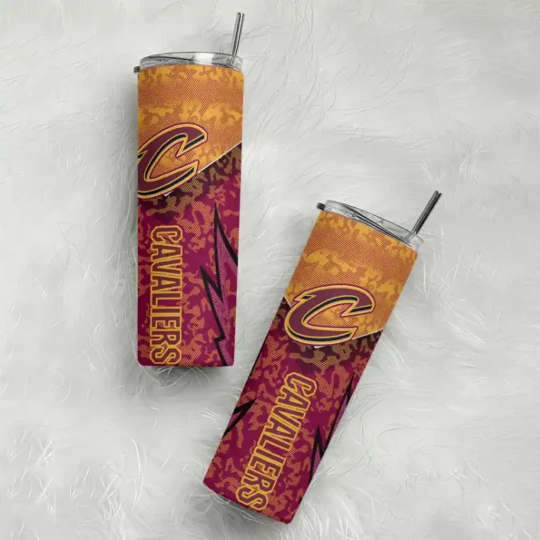 customized cleveland cavaliers spiral burst print wine skinny tumbler top rated.webp