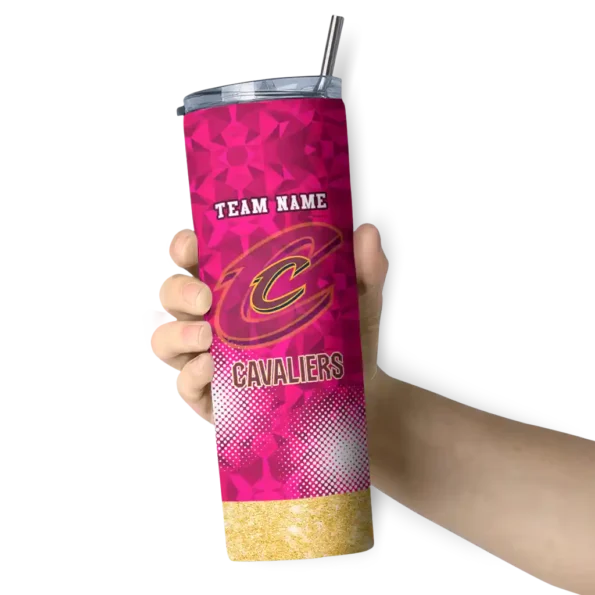 customized cleveland cavaliers starburst tiles wine skinny tumbler premium grade.webp