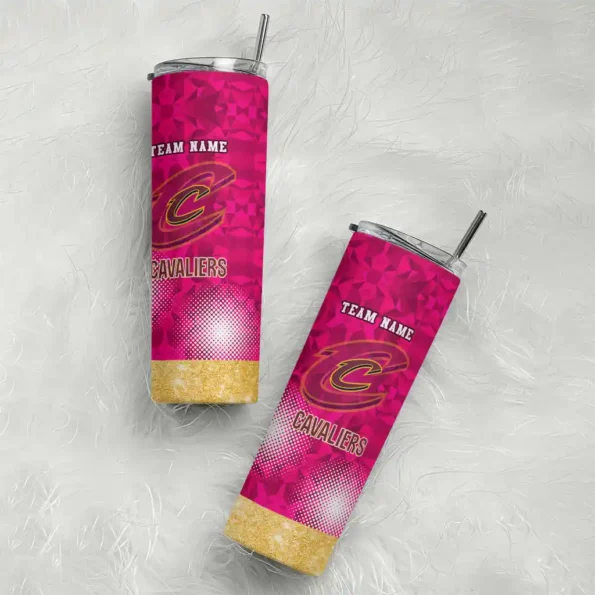 customized cleveland cavaliers starburst tiles wine skinny tumbler top rated.webp