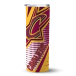 customized cleveland cavaliers web stripes wine white skinny tumbler best selling 1.webp