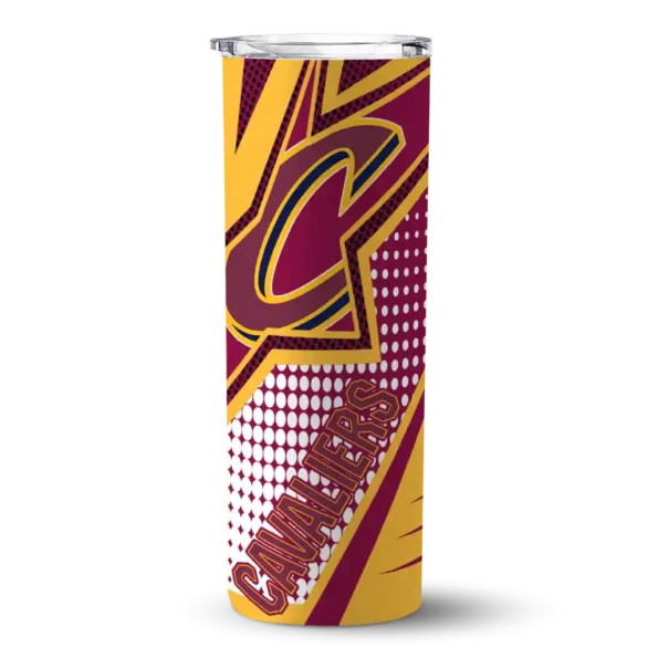 customized cleveland cavaliers web stripes wine white skinny tumbler best selling 1.webp