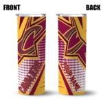 customized cleveland cavaliers web stripes wine white skinny tumbler best selling 1.webp