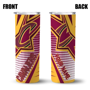 customized cleveland cavaliers web stripes wine white skinny tumbler fashion forward.webp