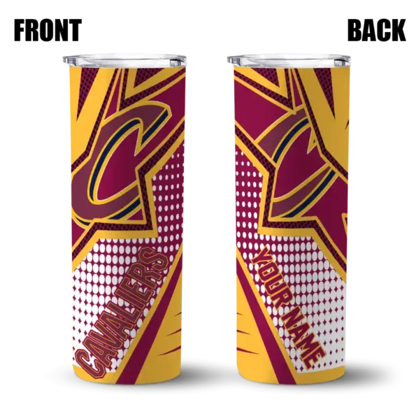 customized cleveland cavaliers web stripes wine white skinny tumbler fashion forward.webp