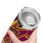 customized cleveland cavaliers web stripes wine white skinny tumbler best selling 1.webp