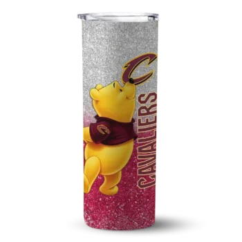 customized cleveland cavaliers winnie the pooh wine gray skinny tumbler best selling 2.webp