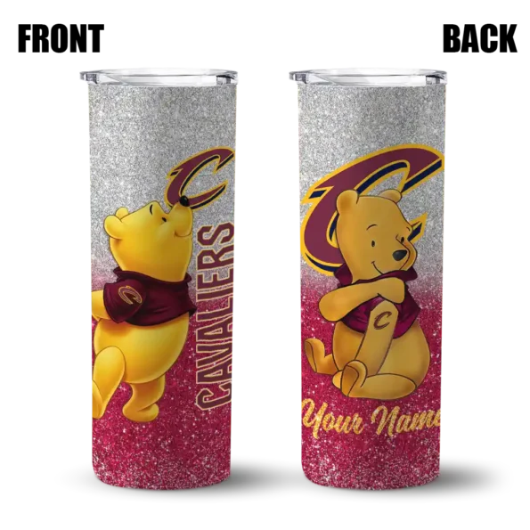 customized cleveland cavaliers winnie the pooh wine gray skinny tumbler fashion forward.webp