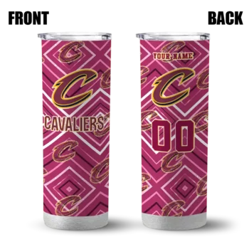 customized cleveland cavaliers zipper leopard wine skinny tumbler fashion forward.webp