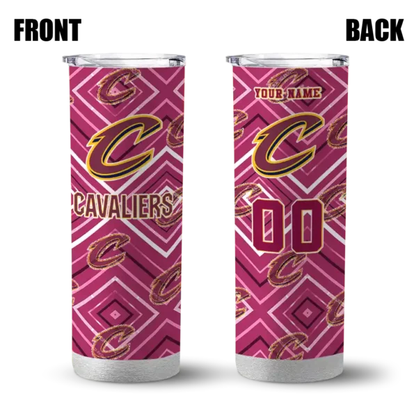 customized cleveland cavaliers zipper leopard wine skinny tumbler fashion forward.webp