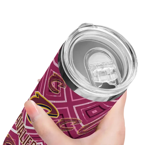 customized cleveland cavaliers zipper leopard wine skinny tumbler high quality.webp