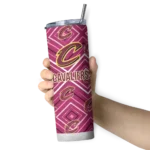 customized cleveland cavaliers zipper leopard wine skinny tumbler best selling 1.webp