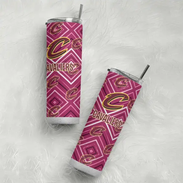 customized cleveland cavaliers zipper leopard wine skinny tumbler top rated.webp