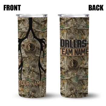 customized dallas mavericks antler flow camo skinny tumbler fashion forward.webp