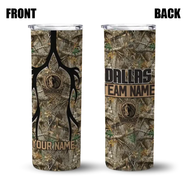customized dallas mavericks antler flow camo skinny tumbler fashion forward.webp