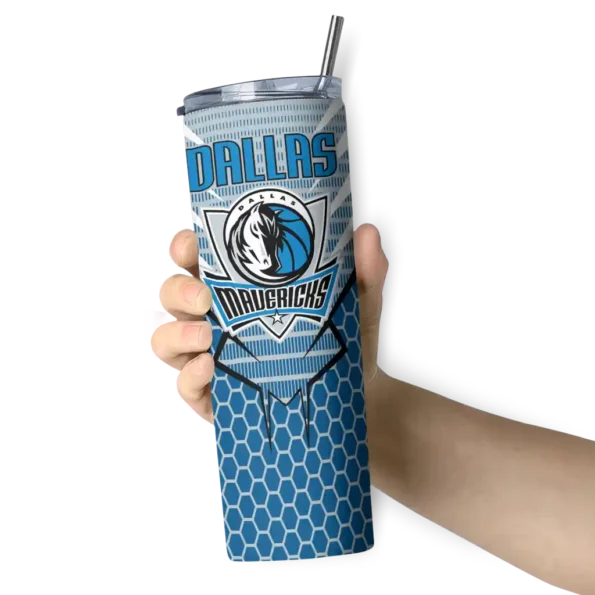 customized dallas mavericks chevron stripes blue skinny tumbler premium grade.webp