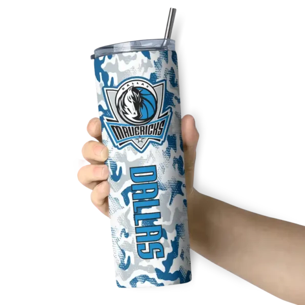 customized dallas mavericks claw marks blue white skinny tumbler premium grade.webp