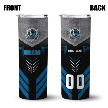 customized dallas mavericks hexagon honeycomb blue black skinny tumbler fashion forward.webp