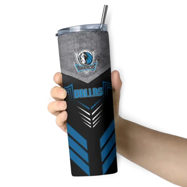 customized dallas mavericks hexagon honeycomb blue black skinny tumbler premium grade.webp