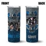 customized dallas mavericks kiss band silver skinny tumbler best selling 1.webp