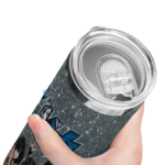 customized dallas mavericks kiss band silver skinny tumbler best selling 1.webp