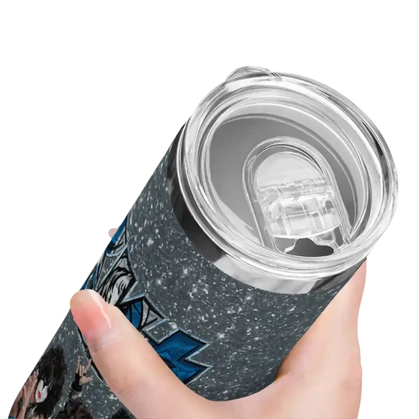 customized dallas mavericks kiss band silver skinny tumbler high quality.webp