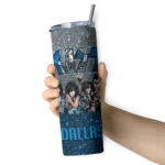 customized dallas mavericks kiss band silver skinny tumbler best selling 1.webp