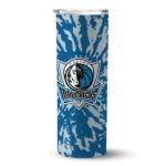 customized dallas mavericks metallic grid blue skinny tumbler best selling 1.webp