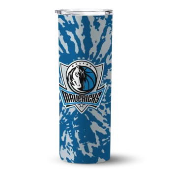 customized dallas mavericks metallic grid blue skinny tumbler best selling 1.webp