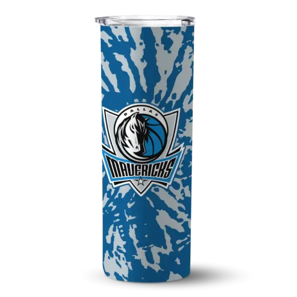 customized dallas mavericks metallic grid blue skinny tumbler best selling 1.webp