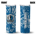 customized dallas mavericks metallic grid blue skinny tumbler best selling 1.webp