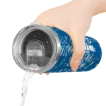 customized dallas mavericks metallic grid blue skinny tumbler best selling 1.webp