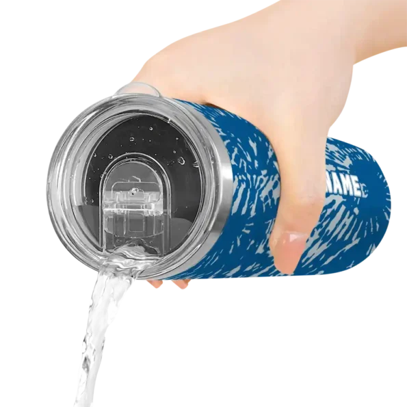 customized dallas mavericks metallic grid blue skinny tumbler latest model.webp