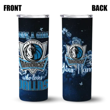 customized dallas mavericks rose romance blue black skinny tumbler fashion forward.webp