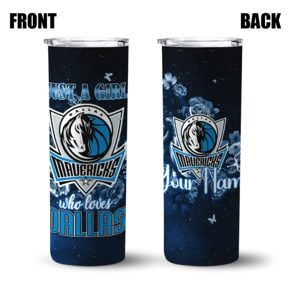 customized dallas mavericks rose romance blue black skinny tumbler fashion forward.webp