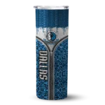 customized dallas mavericks sparkle drip blue skinny tumbler best selling 1.webp