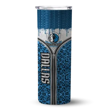 customized dallas mavericks sparkle drip blue skinny tumbler best selling 1.webp