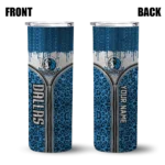 customized dallas mavericks sparkle drip blue skinny tumbler best selling 1.webp