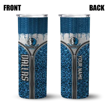 customized dallas mavericks sparkle drip blue skinny tumbler fashion forward.webp