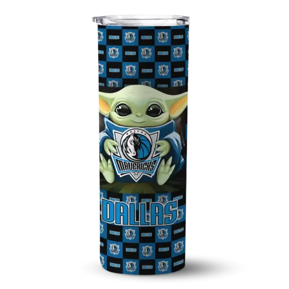customized dallas mavericks yoda cozy blue black skinny tumbler best selling 1.webp