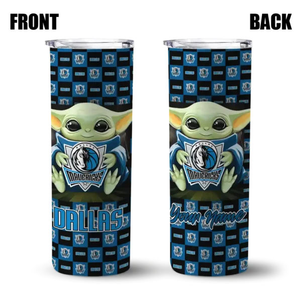 customized dallas mavericks yoda cozy blue black skinny tumbler fashion forward.webp