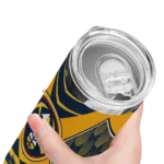 customized denver nuggets camo texture blue skinny tumbler best selling 1.webp