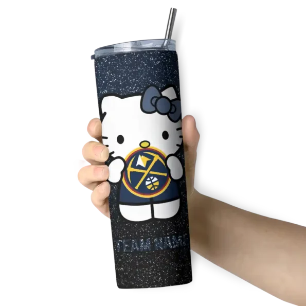 customized denver nuggets hello kitty blue black skinny tumbler premium grade.webp