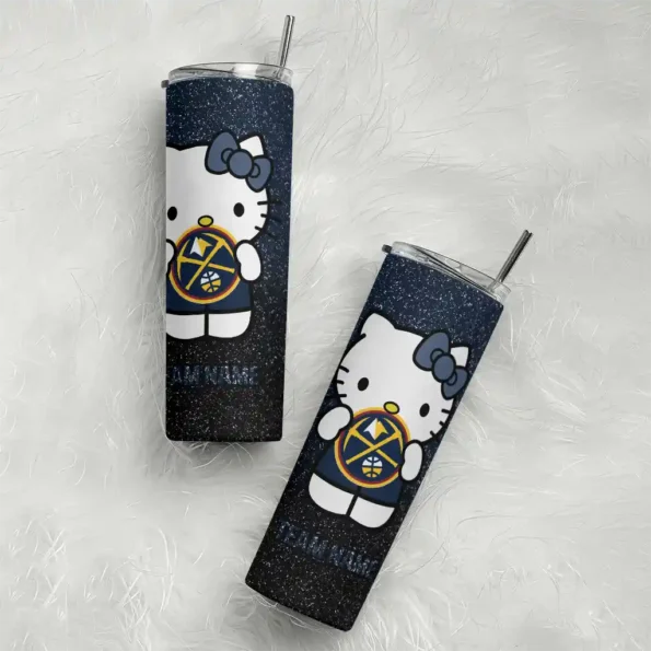 customized denver nuggets hello kitty blue black skinny tumbler top rated.webp