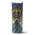 customized denver nuggets monogram burst blue white skinny tumbler best selling 1.webp