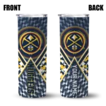 customized denver nuggets monogram burst blue white skinny tumbler best selling 1.webp