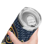 customized denver nuggets monogram burst blue white skinny tumbler best selling 1.webp