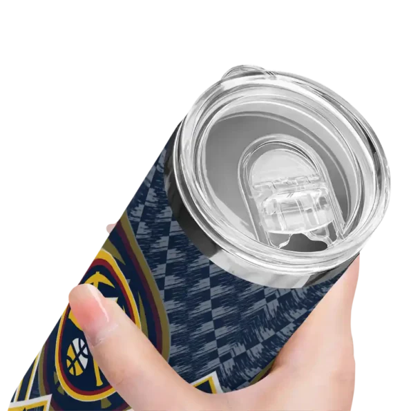 customized denver nuggets monogram burst blue white skinny tumbler high quality.webp